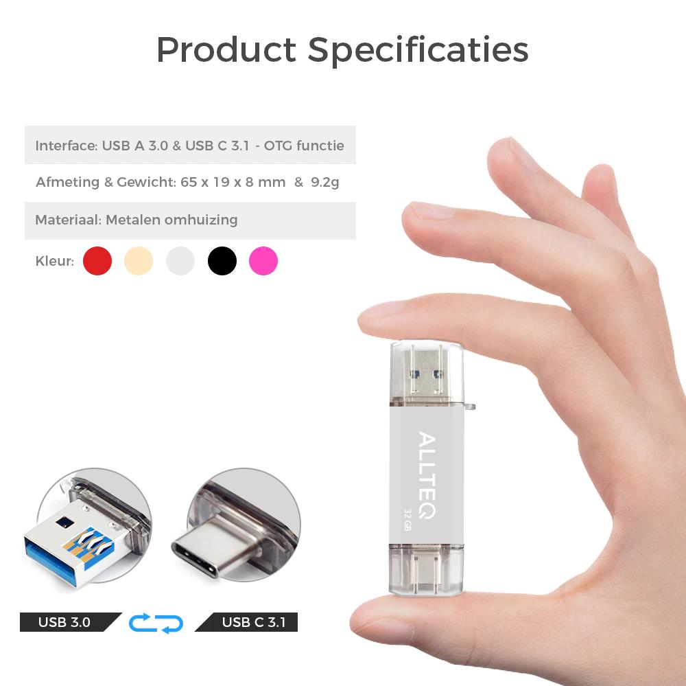 USB 3.1 stick - Zilver - 32 GB - Allteq