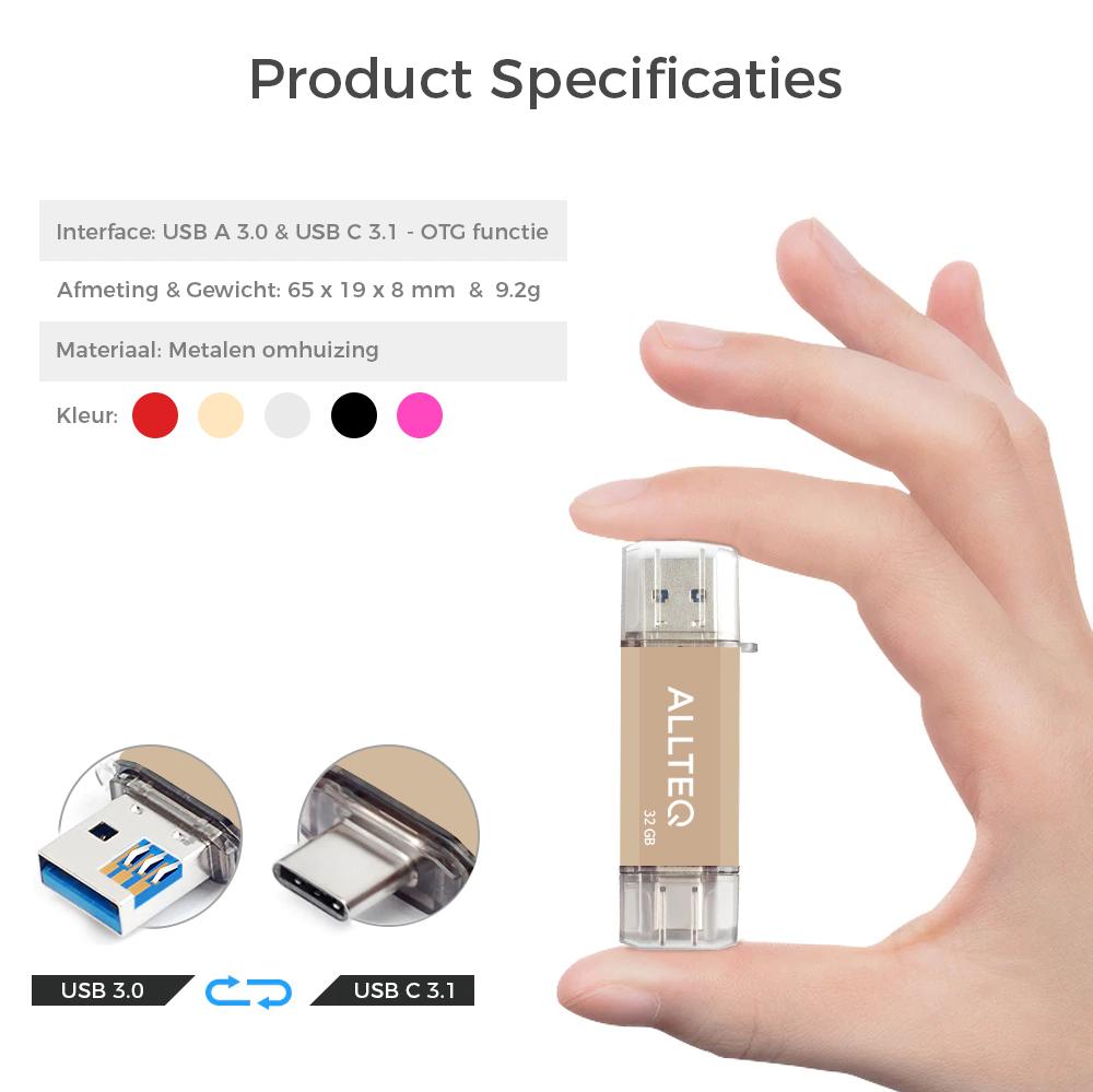 USB 3.1 stick - Goud - 32 GB - Allteq