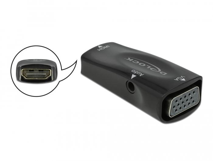 Delock Adapter HDMI-A vrouwelijke naar VGA vrouwelijke 1080p met audio - Delock