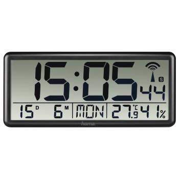 Digitale radiogestuurde wandklok Jumbo, zwart
