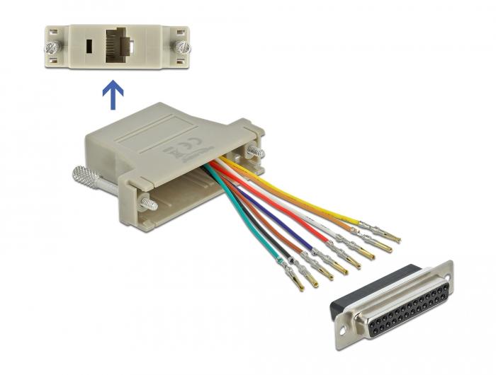 Delock Adapter Sub-D 25 Pin Female naar RJ45 Female Montagese - Delock