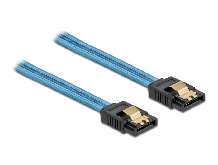 Delock SATA 6 Gb/s Kabel UV lichtblauw 30 cm - Delock