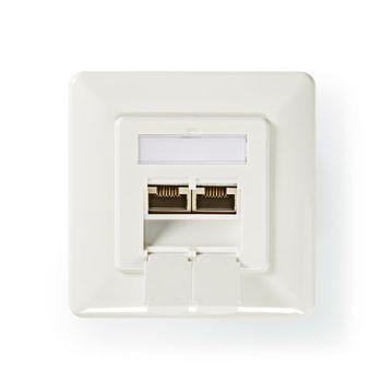 Netwerkwandcontactdoos Cat 6a 2x RJ45 female - Vlakke montage Ivoor - Nedis