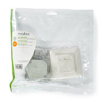 Netwerkwandcontactdoos Cat 6a 2x RJ45 female - Vlakke montage Ivoor - Nedis