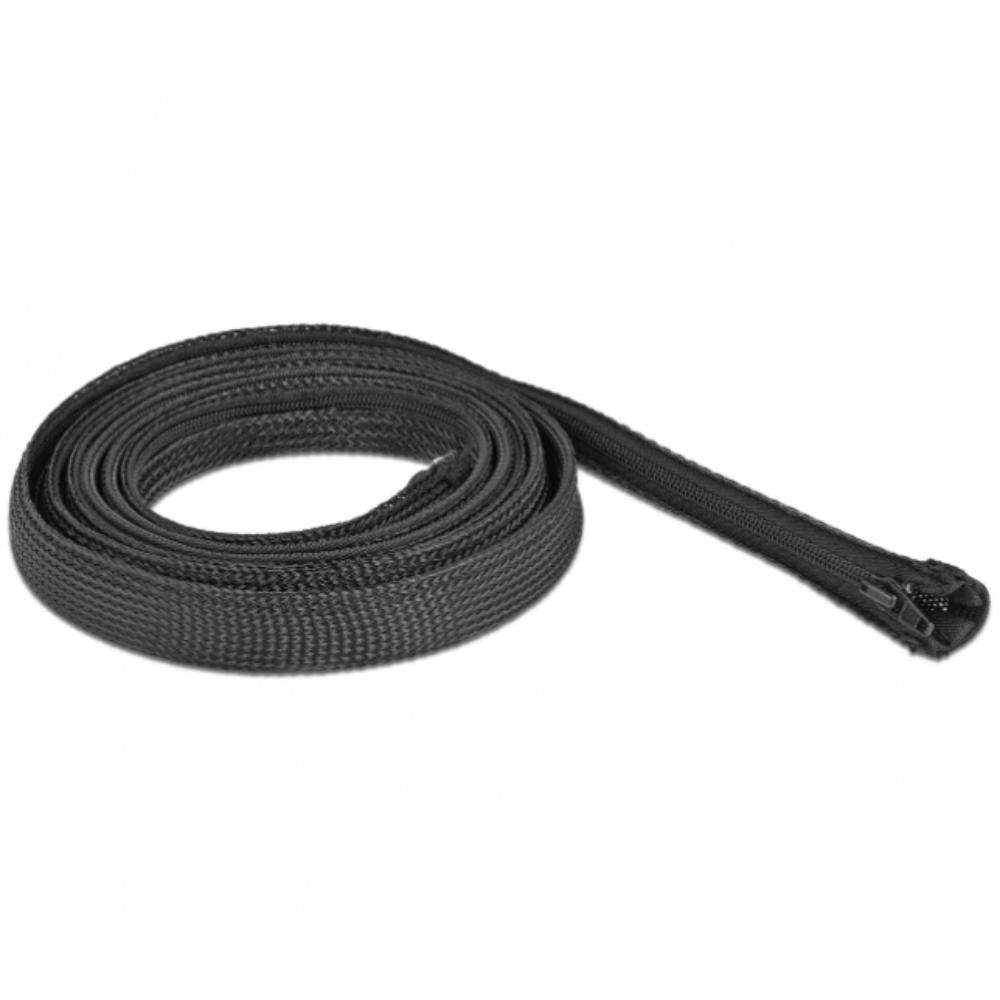 Delock Geflochten slang met ritssluiting 2 m x 20 mm zwart - Delock