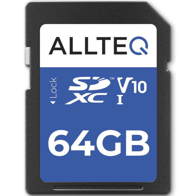Aandringen Tientallen Hijgend SD kaart - 64 GB - Allteq - SD geheugenkaart, Merk: Allteq -UHS-I - V10  Type: SDHC, U1 Leessnelheid: 100 MB/s, Schrijfsnelheid: 40 MB/s,  Opslagcapaciteit: 64 GB.