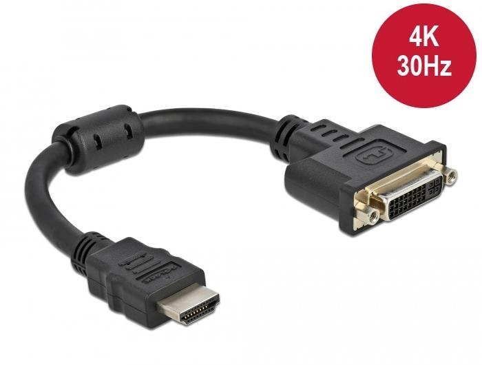 Delock HDMI-adapter Stekker naar DVI 24+5 Socket 4K 30 Hz 20 cm - Delock