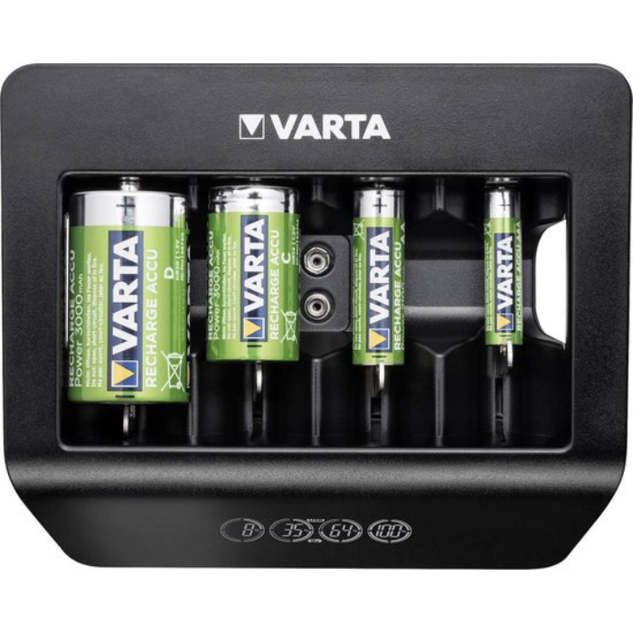 Instrueren Supplement luister Batterij lader - Batterijlader - Zwart, Type: Netstroom Merk: Varta -  57688, Laadtijd: 8 uur, Geschikt voor: AA, AAA, C, D, 9V blok