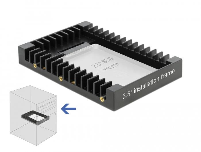 Delock 3,5″ inbouwraam voor 2,5″ SATA-schijf zwart - Delock