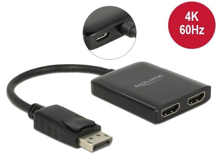 Delock DisplayPort 1.4 Splitter 1 x DisplayPort naar 2 x HDMI MST - Delock
