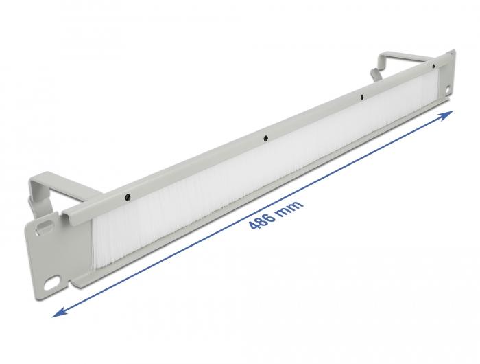 Delock 19″ Kabelmanagement borstelstrip met 2 beugels 1 U grijs - Delock