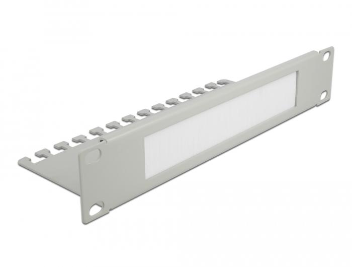 Delock 10″ kabelmanagement borstelstrip met kabelvanger 1 HE grijs - Delock