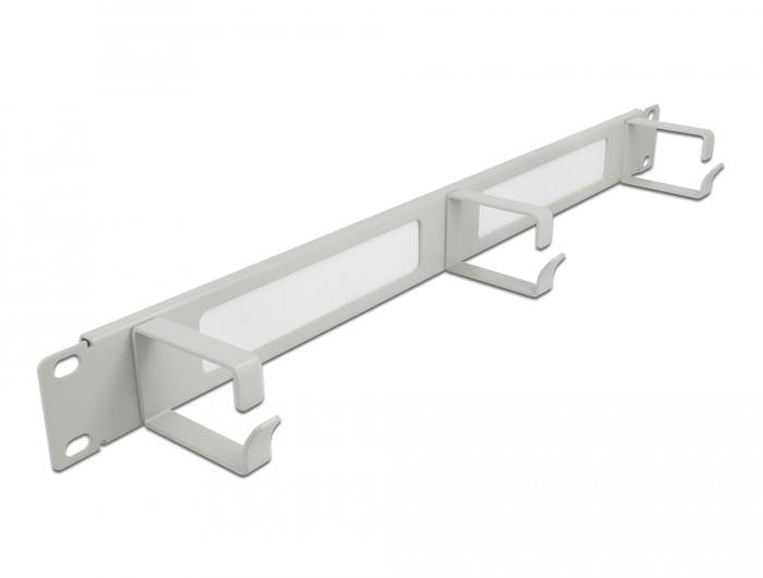 Delock 19″ Kabelmanagement borstelstrip met 3 beugels 1 U grijs - Delock