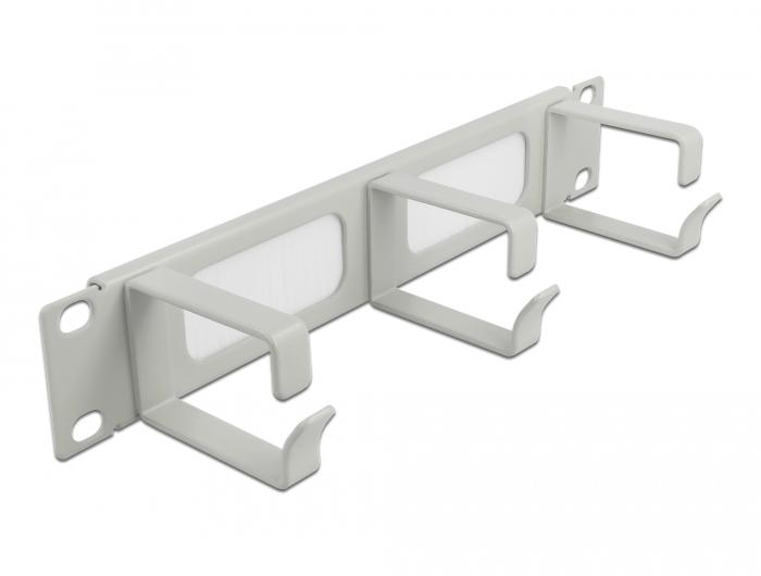 Delock 10″ Kabelmanagement borstelstrip met 3 beugels 1 U grijs - Delock