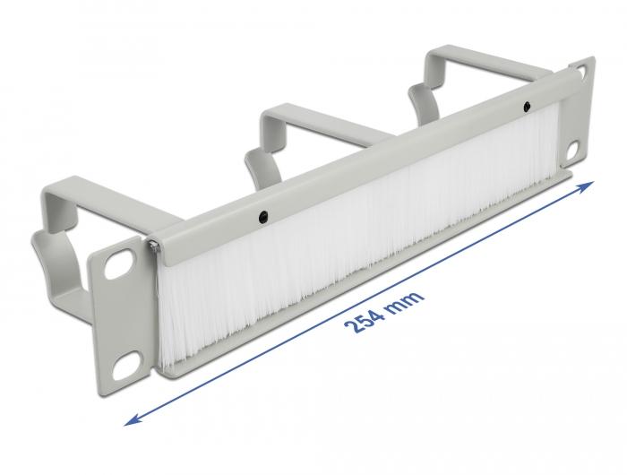 Delock 10″ Kabelmanagement borstelstrip met 3 beugels 1 U grijs - Delock