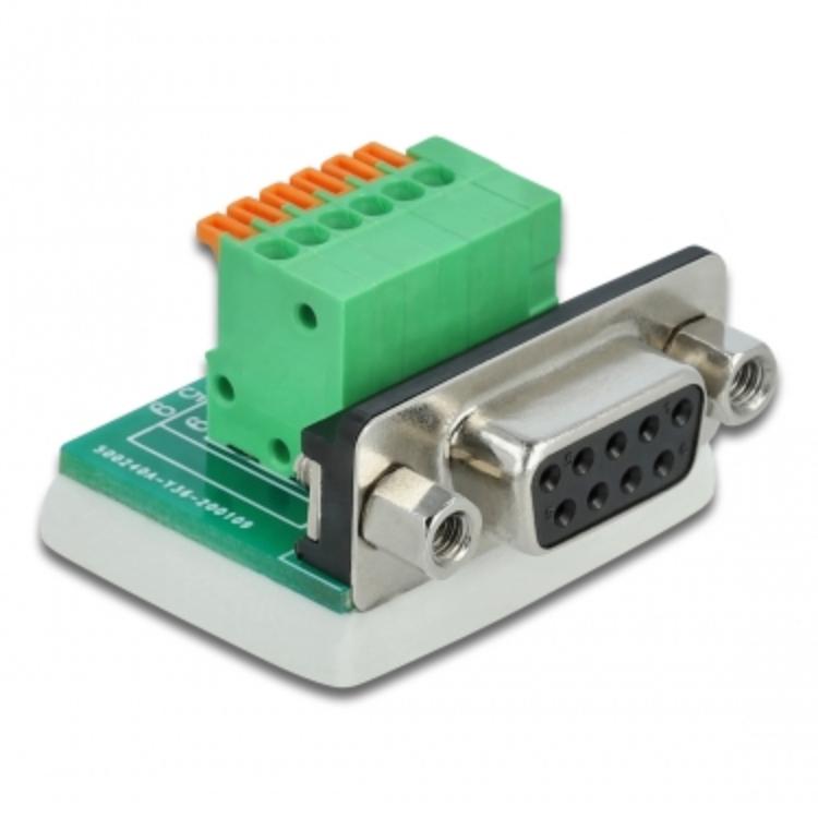 Delock D-Sub9 vrouwelijke connector naar klemmenblok met drukknop verticaal - Delock