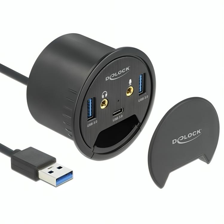 Inbouw USB hub met 2× USB A, USB C en audio aansluitingen