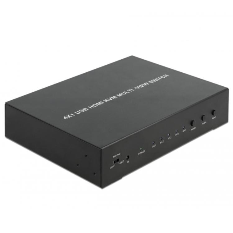 Delock KVM 4 in 1 Multiview Schakelaar 4 x HDMI met USB 2.0 - Delock