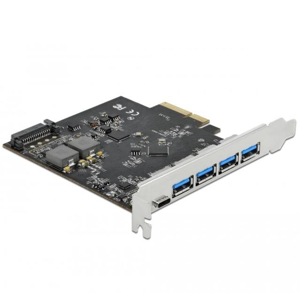 Delock PCI Express x4 kaart met 1 x USB Type-C™ + 4 x USB Typ-A - SuperSp - Delock