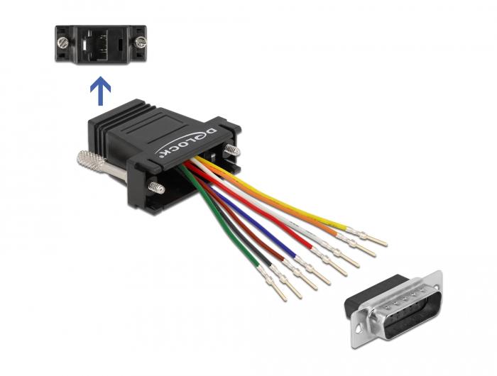 Delock Adapter D-Sub 15 Pin Stekker naar RJ45 Aansluiting Montageset - Delock