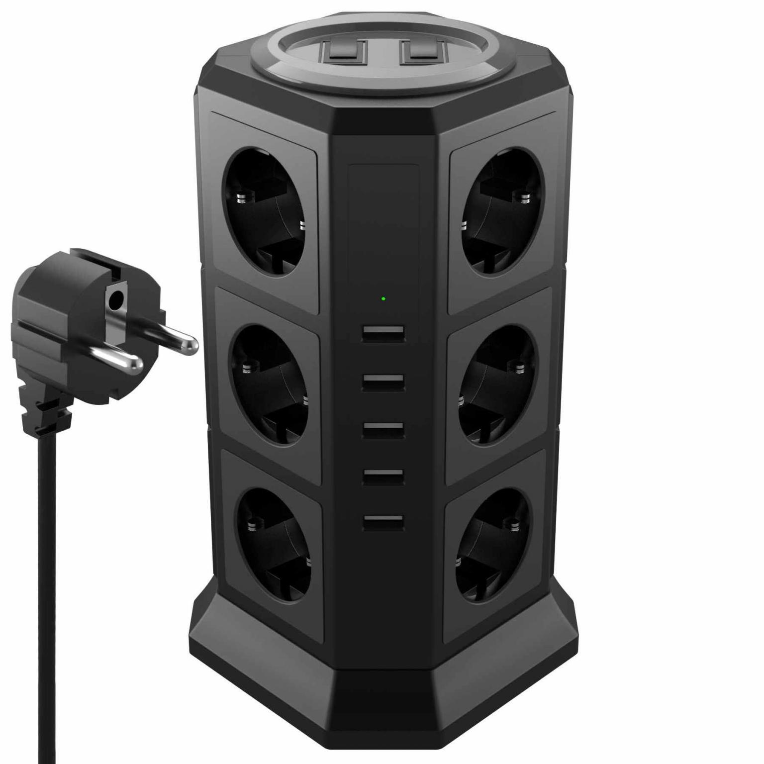 Stekkertoren - 12x stopcontact 5x USB - stekkerdoos