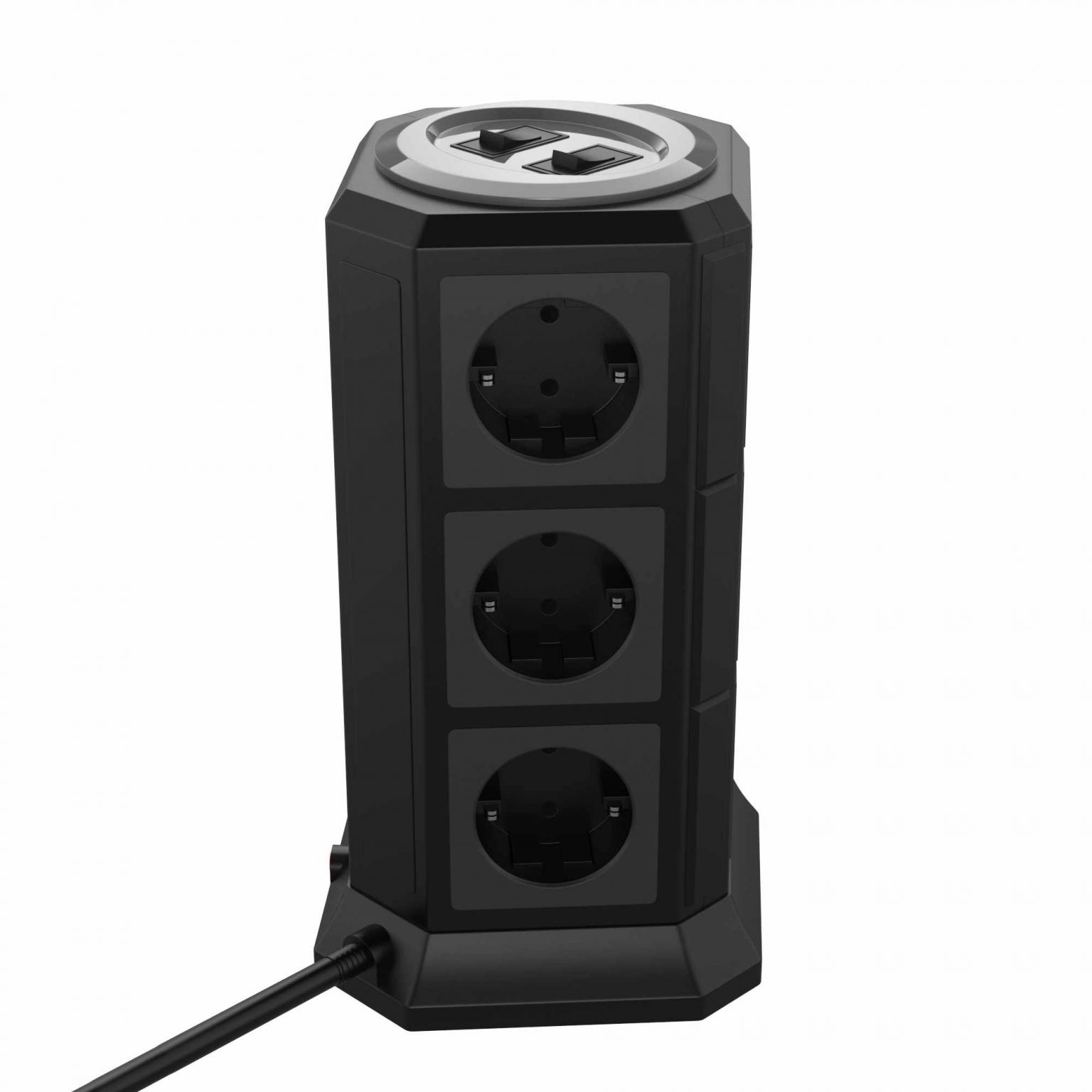Stekkertoren - 12x stopcontact 5x USB - stekkerdoos