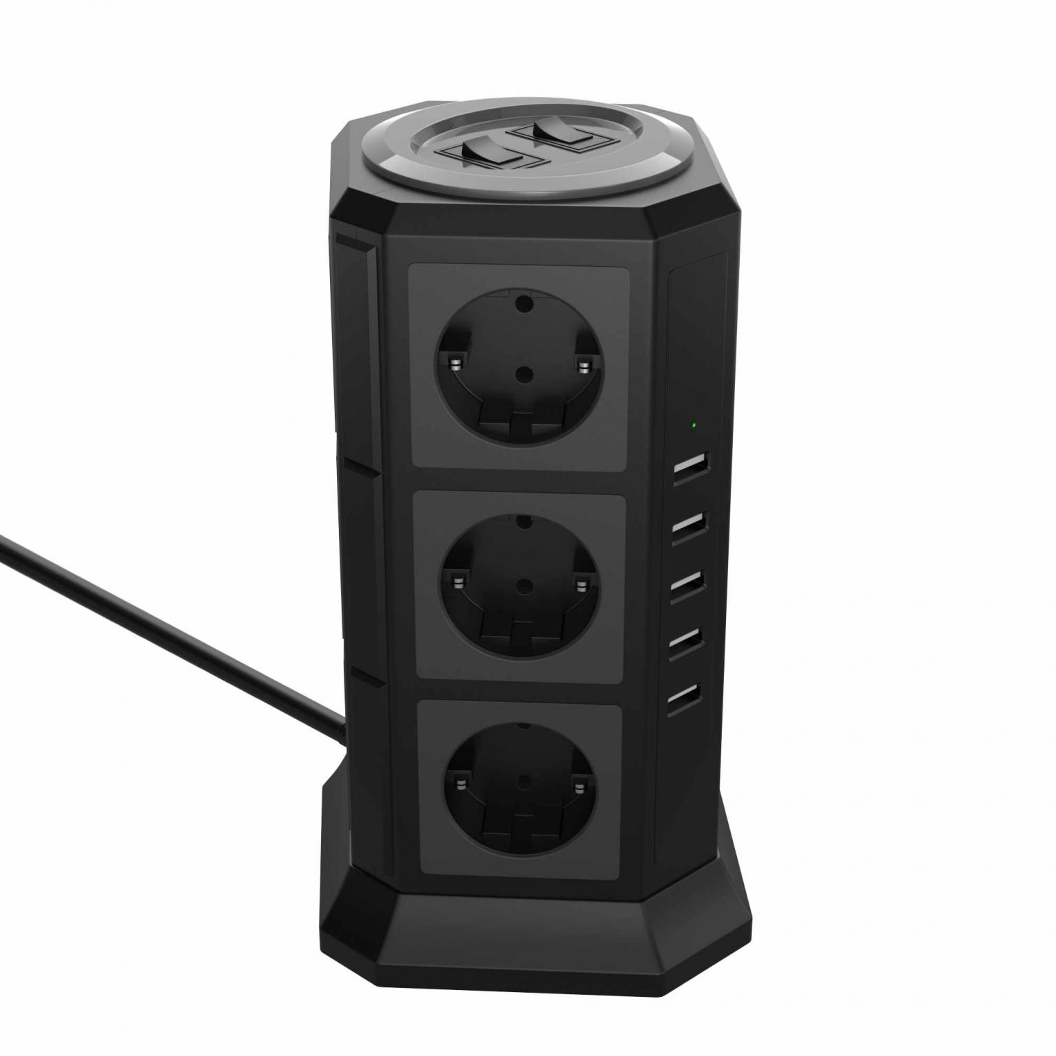 Stekkertoren - 12x stopcontact 5x USB - stekkerdoos