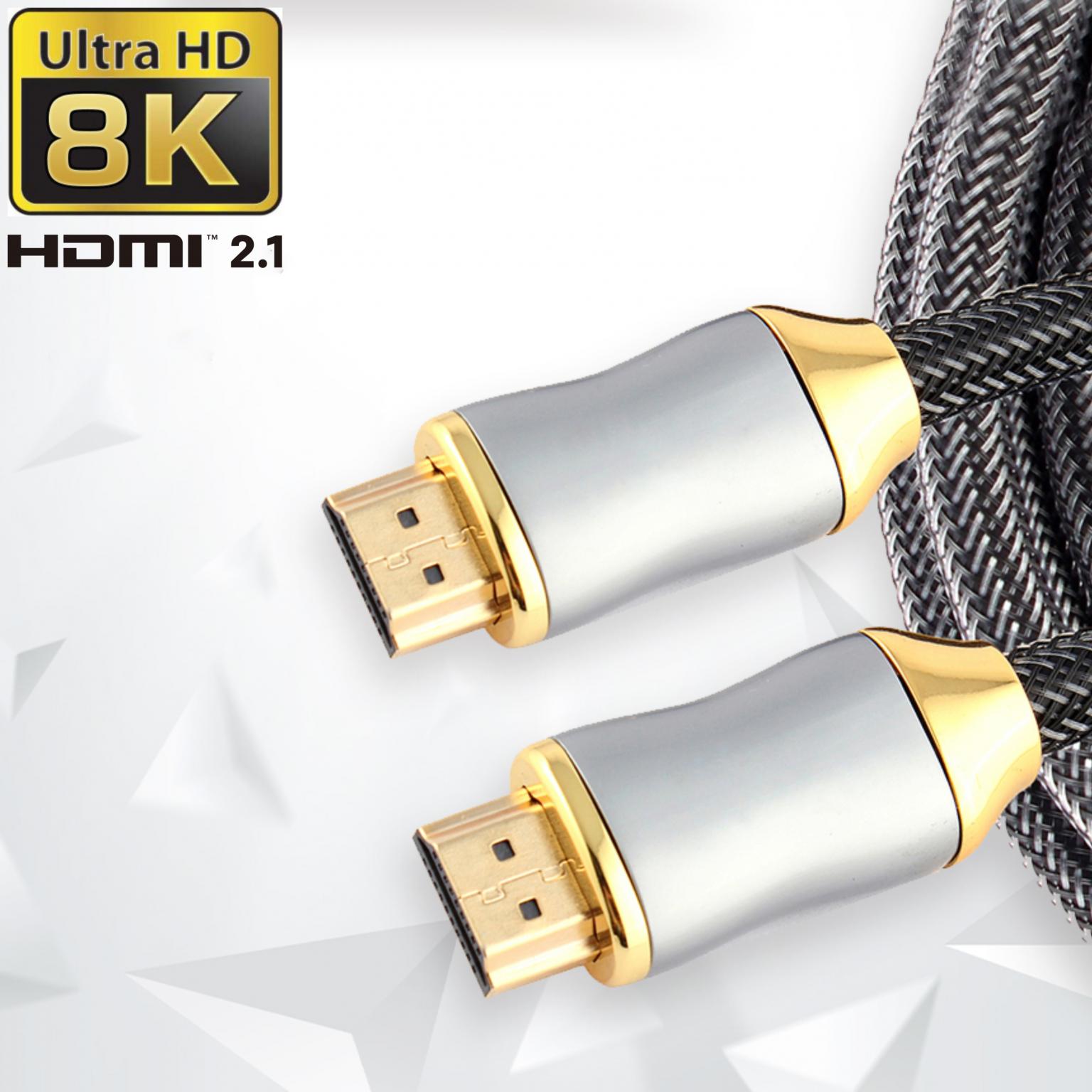 Maria Baffle bitter HDMI kabel - Versie: 2.1 - Ultra High Speed, Verguld: Ja, Aansluiting 1:  HDMI A male, Aansluiting 2: HDMI A male, Lengte: 0.5 meter.