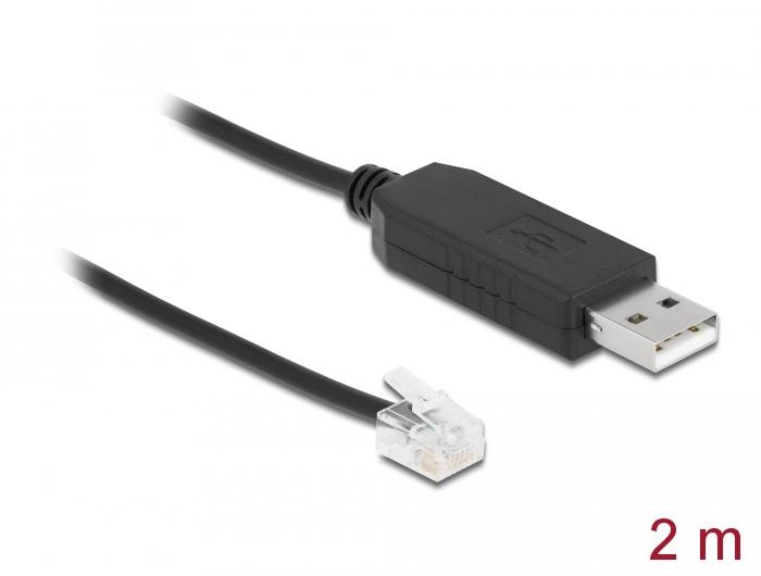 Delock Adapterkabel USB Type-A naar Seriële RS-232 RJ12 met ESD-bescherming - Delock