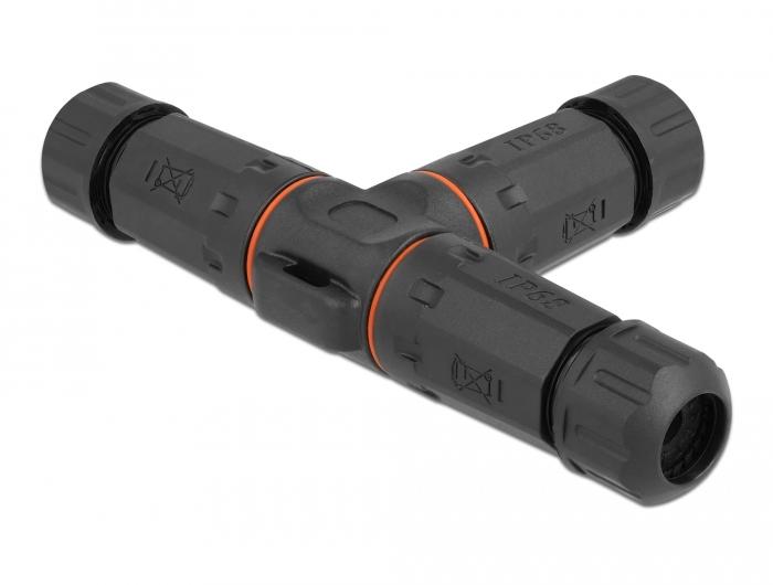 Delock Kabelstekker T-vorm voor buitengebruik 3-polig, IP68 waterdicht, s - Delock