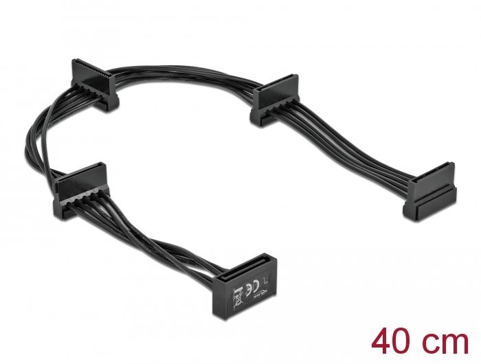 Delock Kabel Power SATA 15 Pins Stekker > 4 x SATA 15 Pins Socket 40 cm zwart - Delock