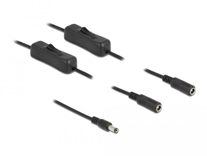 Delock Kabel DC 5,5 x 2,1 mm Stekker op 2 x DC Aansluiting met sc - Delock