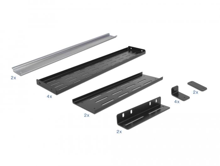 Delock 19″ Hutschienenbeugel 4 HE, zwart - Delock