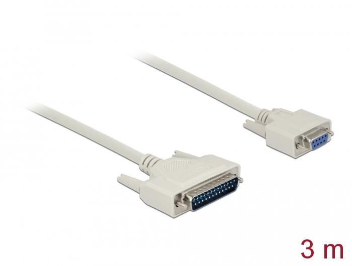 Delock Seriële Kabel D-Sub 25 Stekker naar D-Sub 9 Aansluiting 3 m - Delock