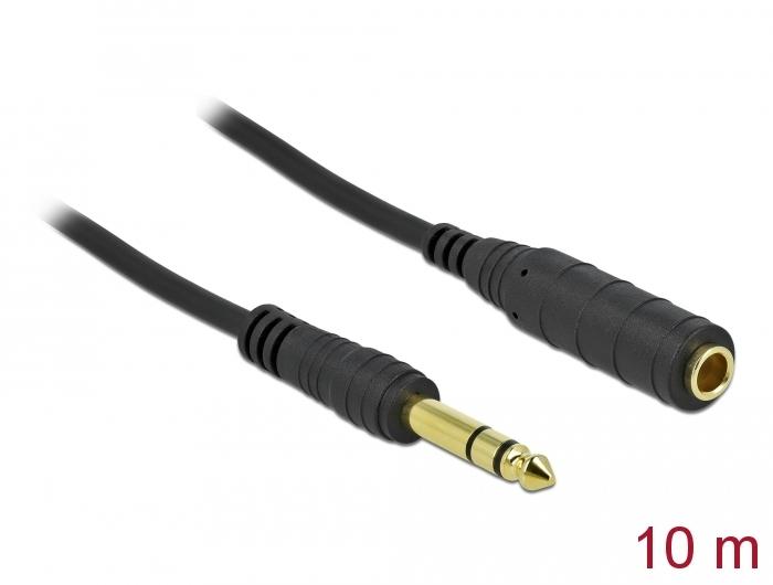 Delock Jackverlengkabel 6,35 mm 3-polig Stekker op Jack 10 m sch - Delock