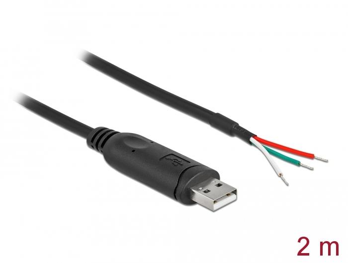 Delock Adapterkabel USB 2.0 Type-A naar serieel RS-232 met 3 open kabels - Delock