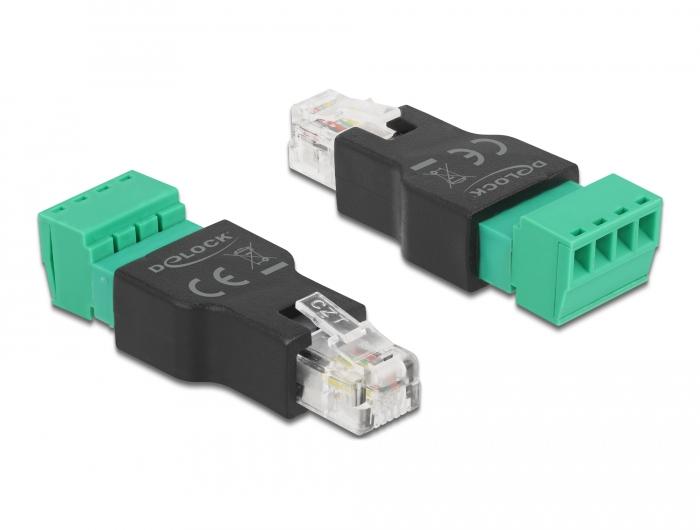 Adapter RJ11/14 stekker naar klemmenblok 4-polig 2-delig