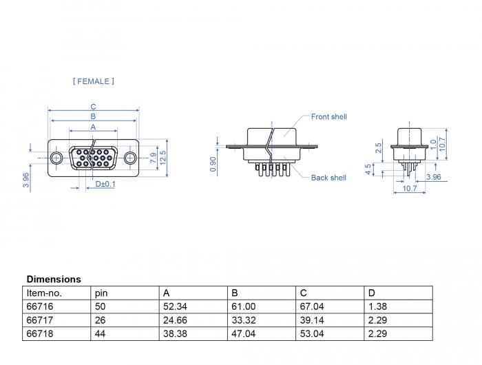 Delock D-Sub HD 26-polige connector Metaal, Soldeeruitvoering, 4 stuks - Delock