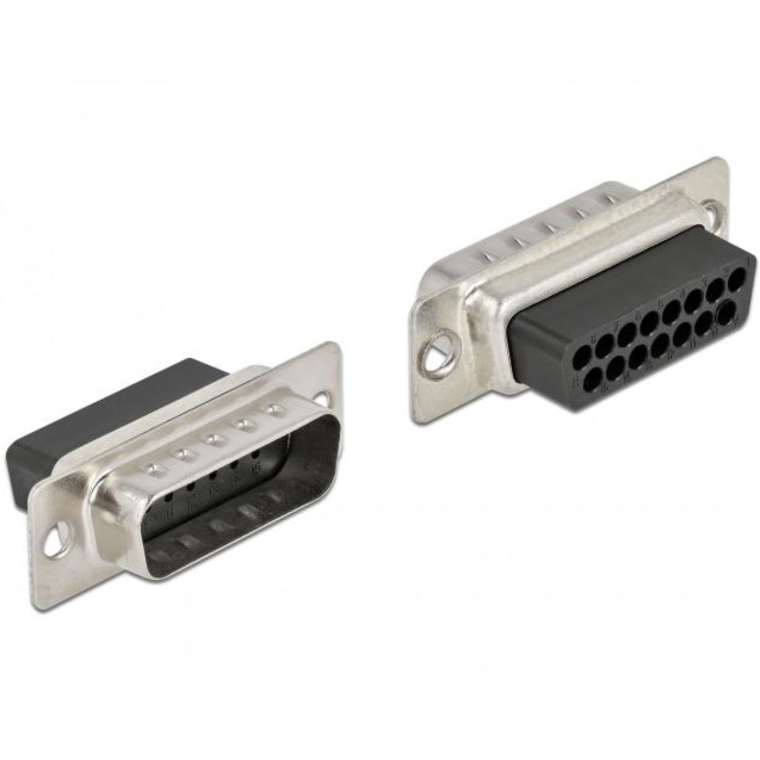 Delock D-Sub 15-polige krimpconnector, metaal, 4 stuks - Delock