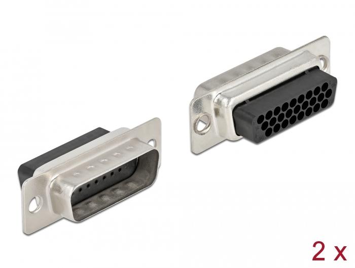 Delock D-Sub HD 26-polige krimpconnector, metaal, 2 stuks - Delock