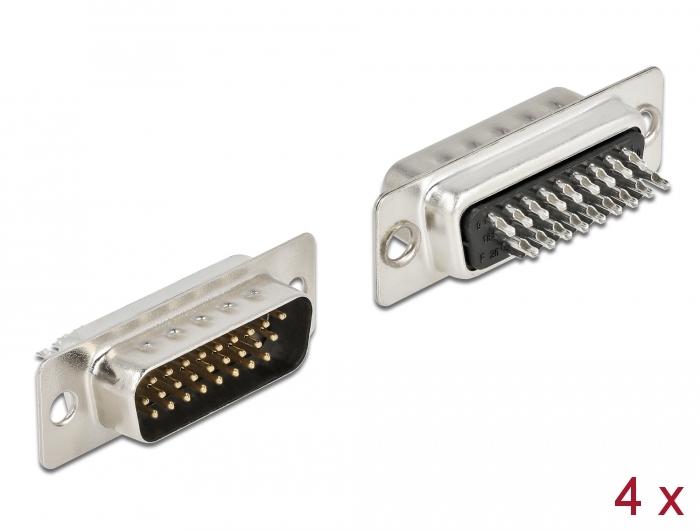 Delock D-Sub HD 26-polige Stekker Metaal, Soldeeruitvoering, 4 stuks - Delock