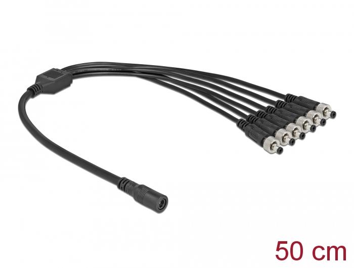 Delock DC-verdeelkabel 5,5 x 2,1 mm 1 x bus op 6 x stekker geschroefd - Delock
