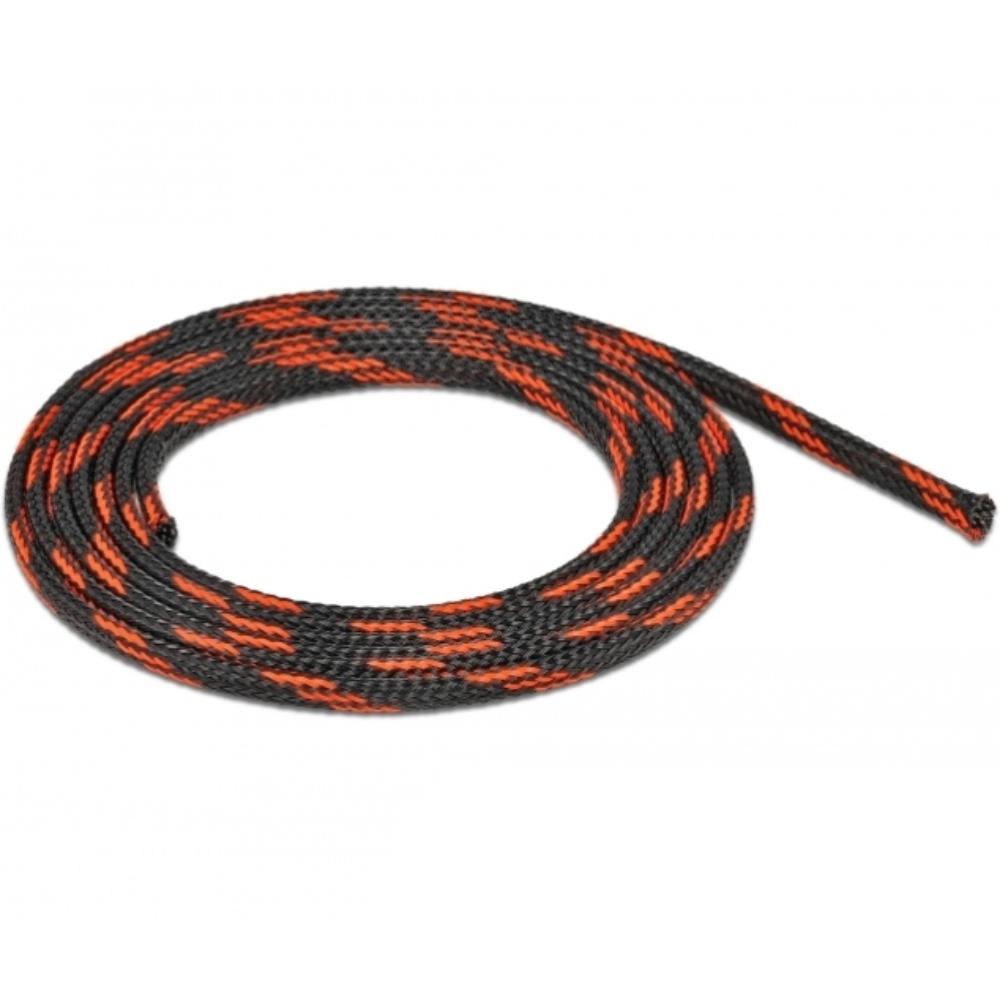 Delock Geflechtschlauch rekbaar 2 m x 6 mm zwart-rood - Delock