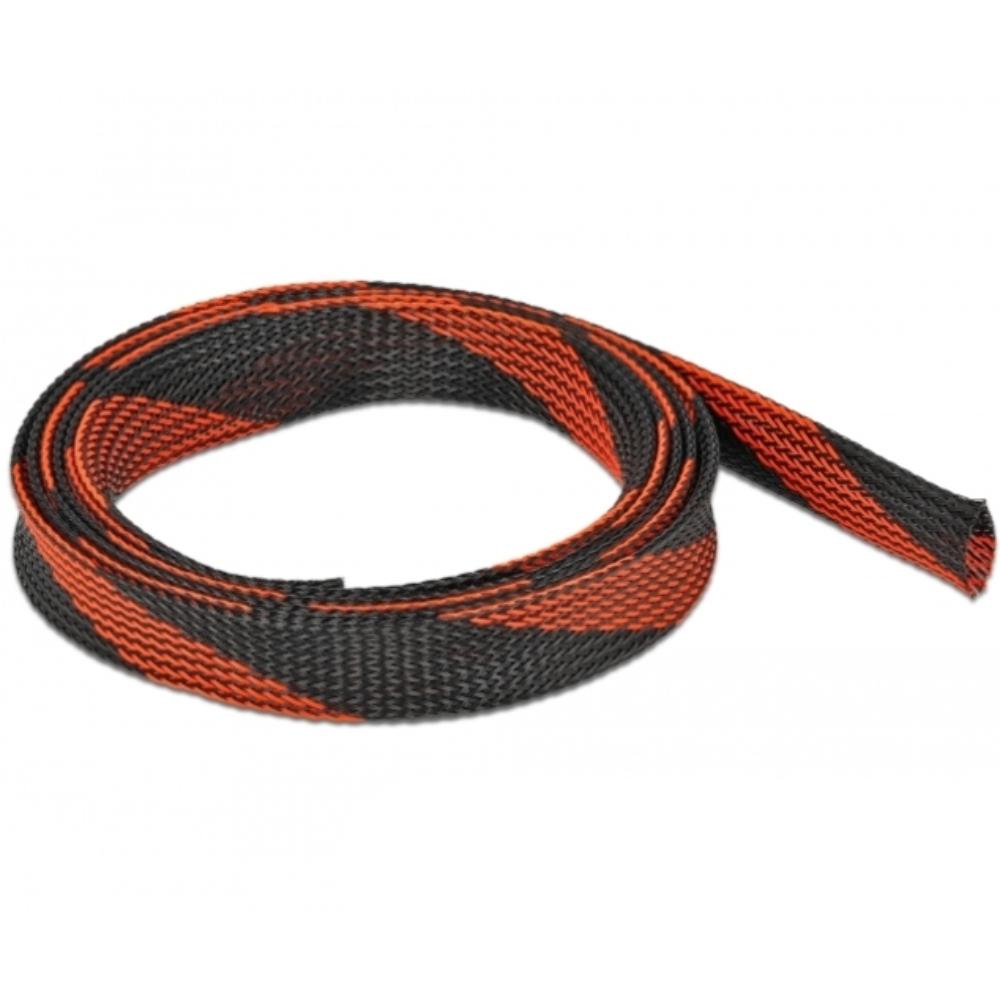 Delock Geflochten slang rekbaar 2 m x 19 mm zwart-rood - Delock