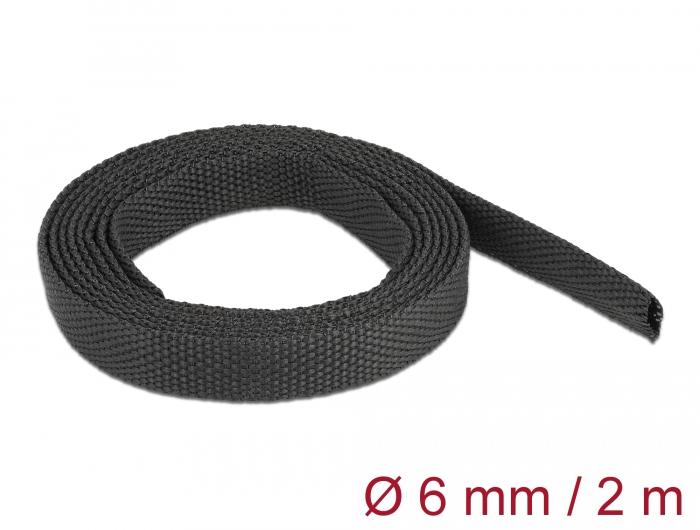 Delock Geweven krimpkous 2 m x 6 mm Krimpverhouding 2:1 zwart - Delock