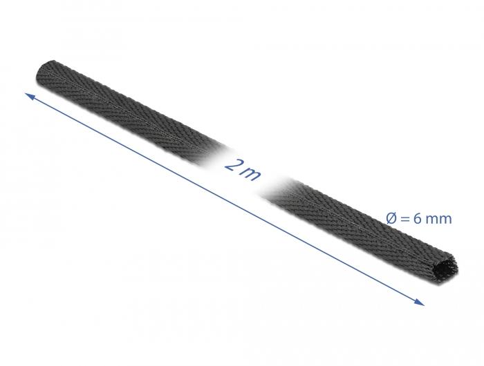 Delock Geweven krimpkous 2 m x 6 mm Krimpverhouding 2:1 zwart - Delock