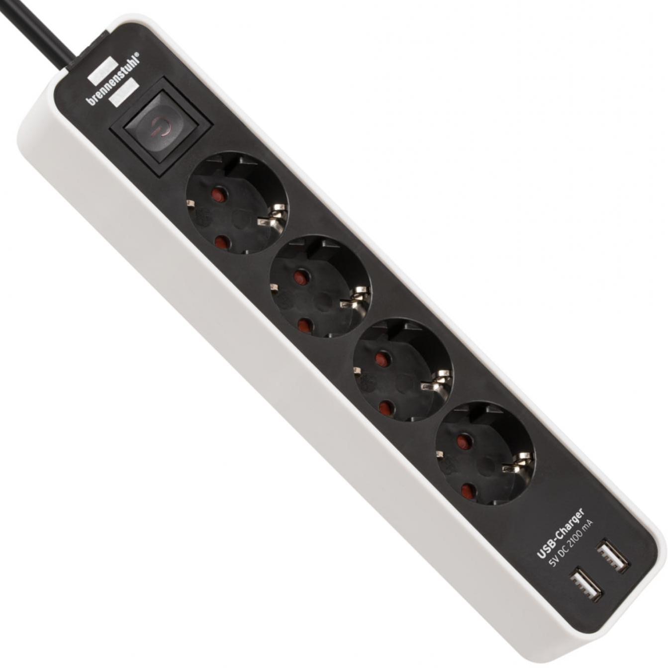 4-voudige stekkerdoos met 2 USB-poorten - Brennenstuhl