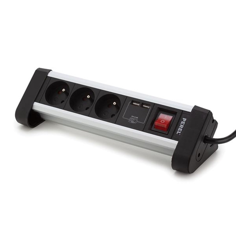 Stekkerdoos penaarde met 3 stopcontacten en 2× USB A