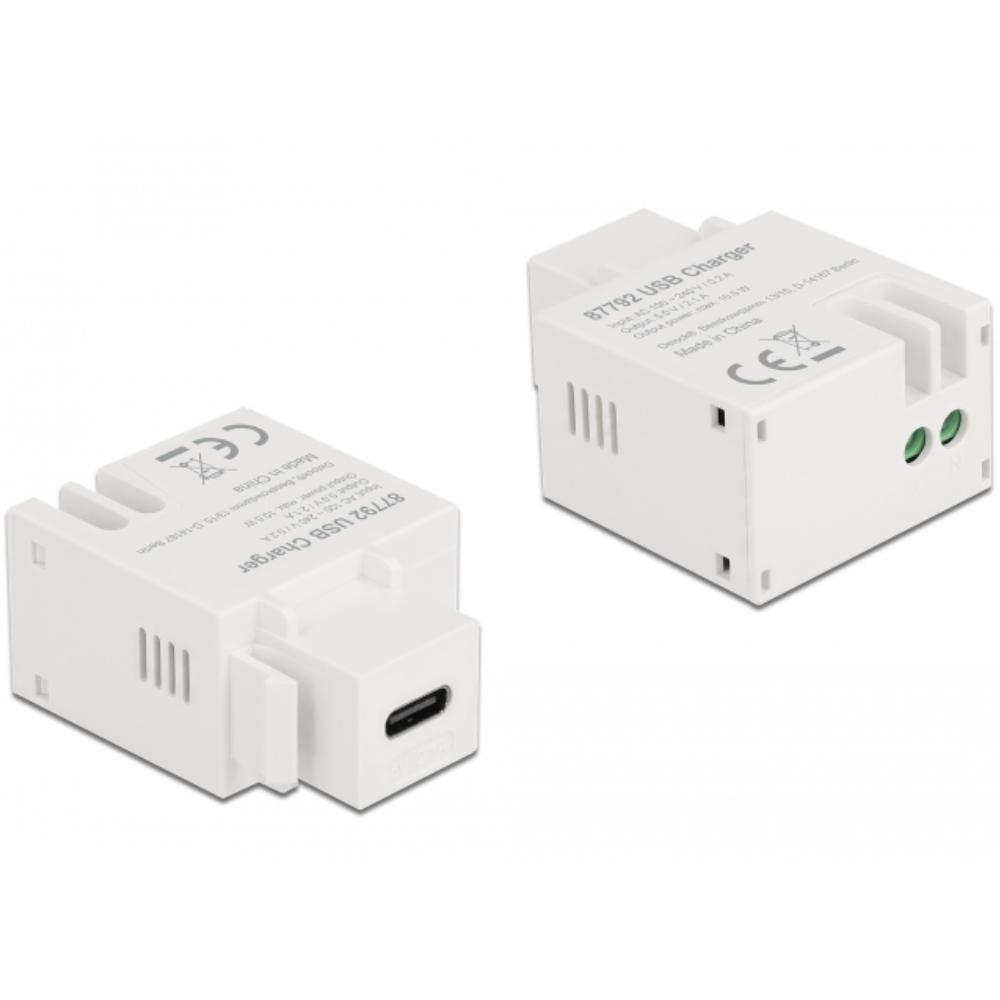 USB C naar 2‑pins aansluitblok keystone - Delock