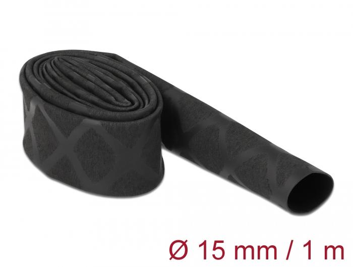 Delock krimpkous X-patroon antislip 1 m x 15 mm zwart - Delock